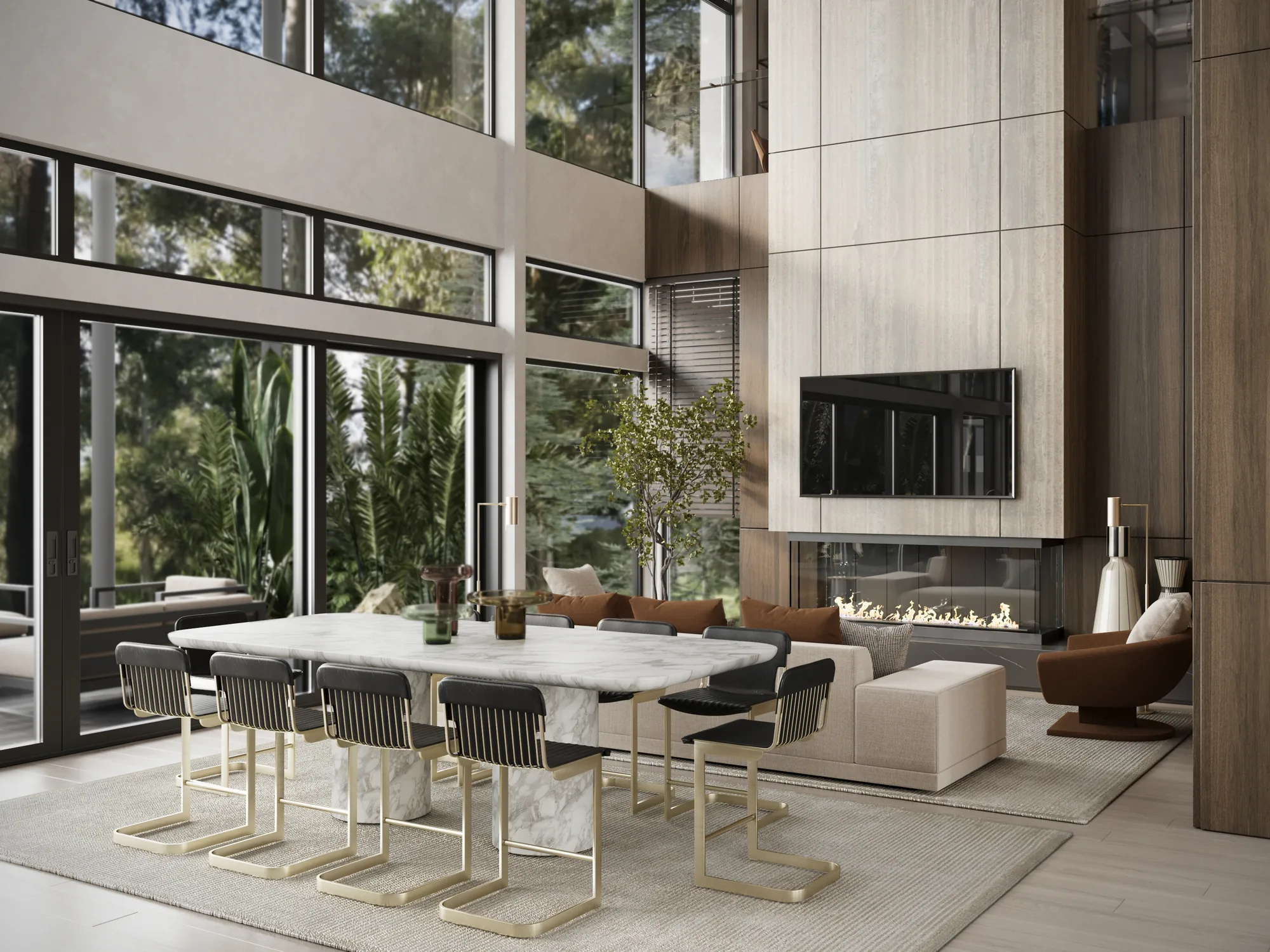 Open-plan modern living space with natural light in Charlotte, NC